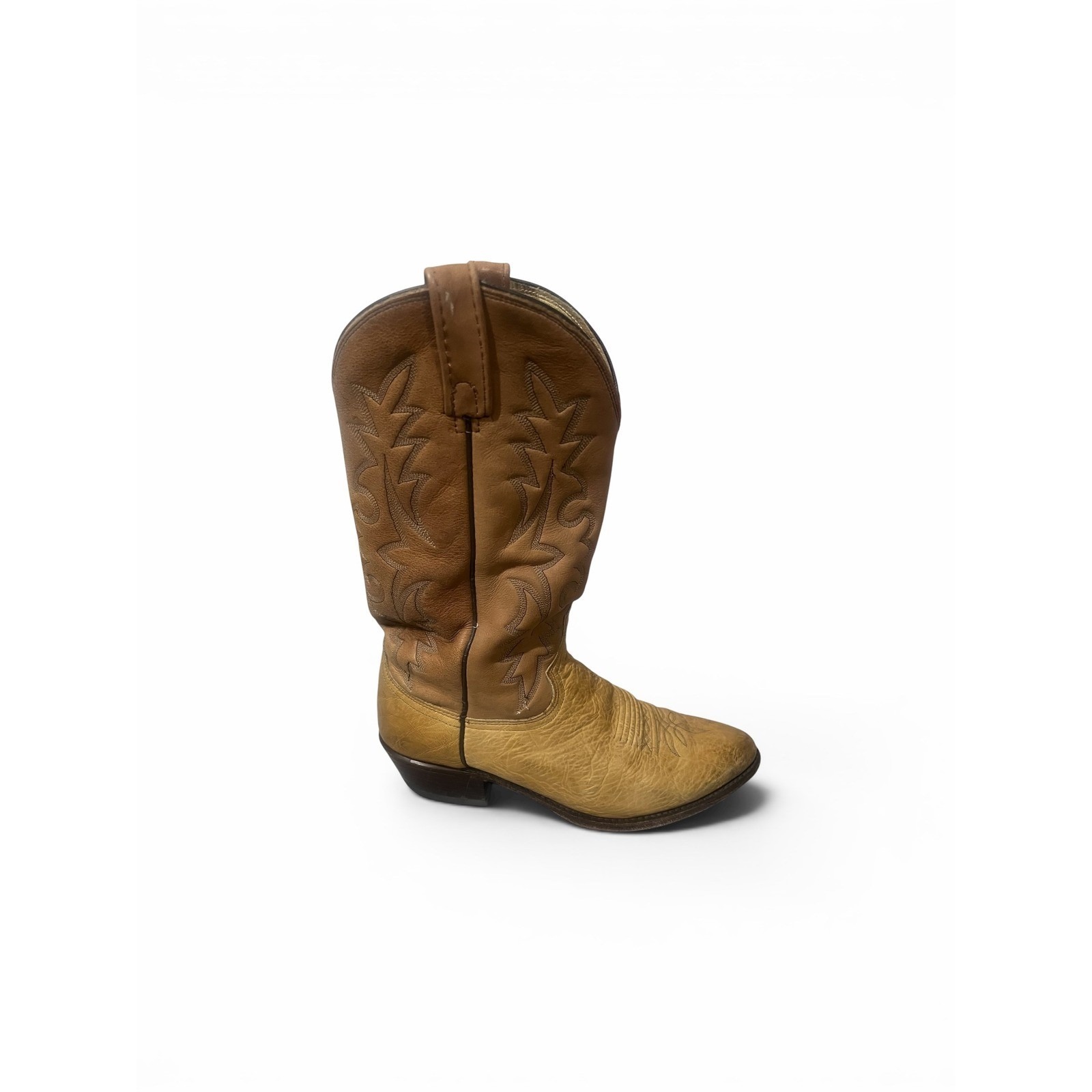 Dan Post Cowboy Boots Men's Tan Brown Leather Western Stitch Pointed Toe 10.5w